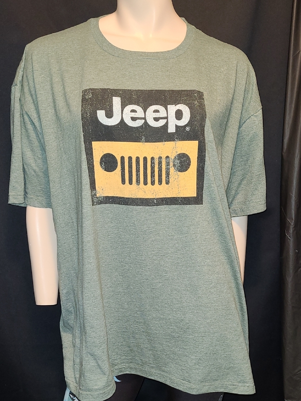 JEEP distressed Licensed Logo Jeep Grill Tee Xxl Sage Green